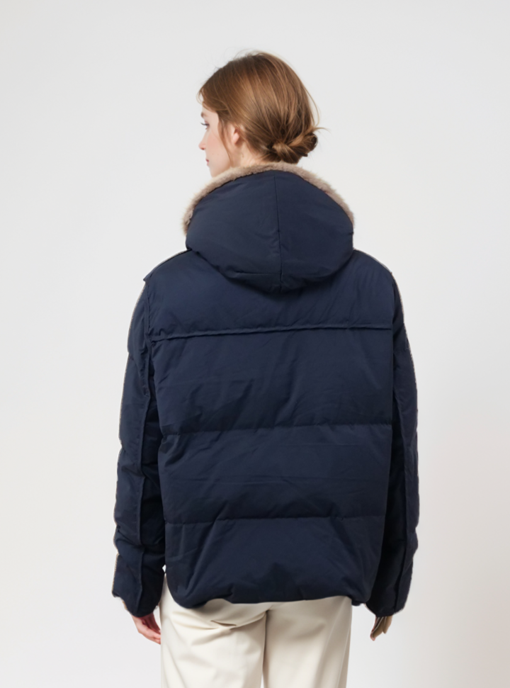 Ingrid, 63 cm. - Hood - Down - Women - Navy