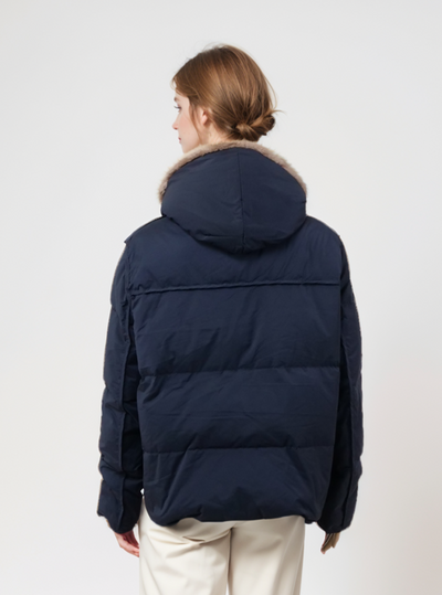 Ingrid, 63 cm. - Hood - Down - Women - Navy
