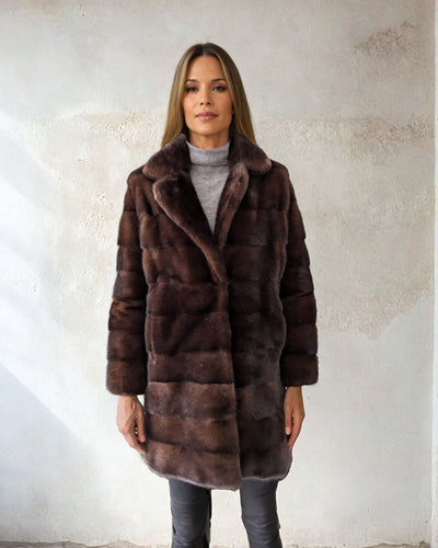 Vesta, 85 cm. - Mink - Women - Mahogany / Mink Pels - Levinsky - Kvinde