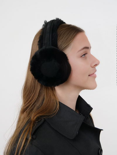 ZXM-207 Ear Muffs - Suede Lamb - Women - Black