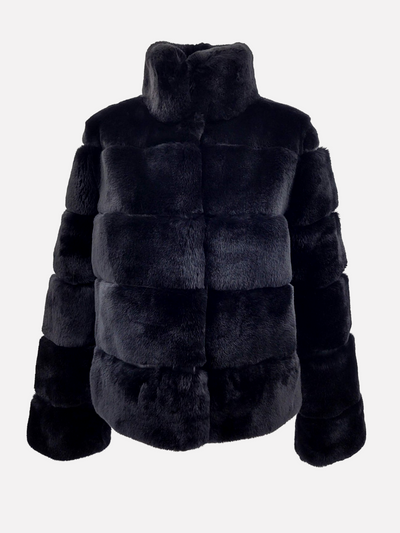 Petrovski, 60 cm. - Collar - Rex - Women - Black / Rex Kanin Pels - Levinsky - Kvinde