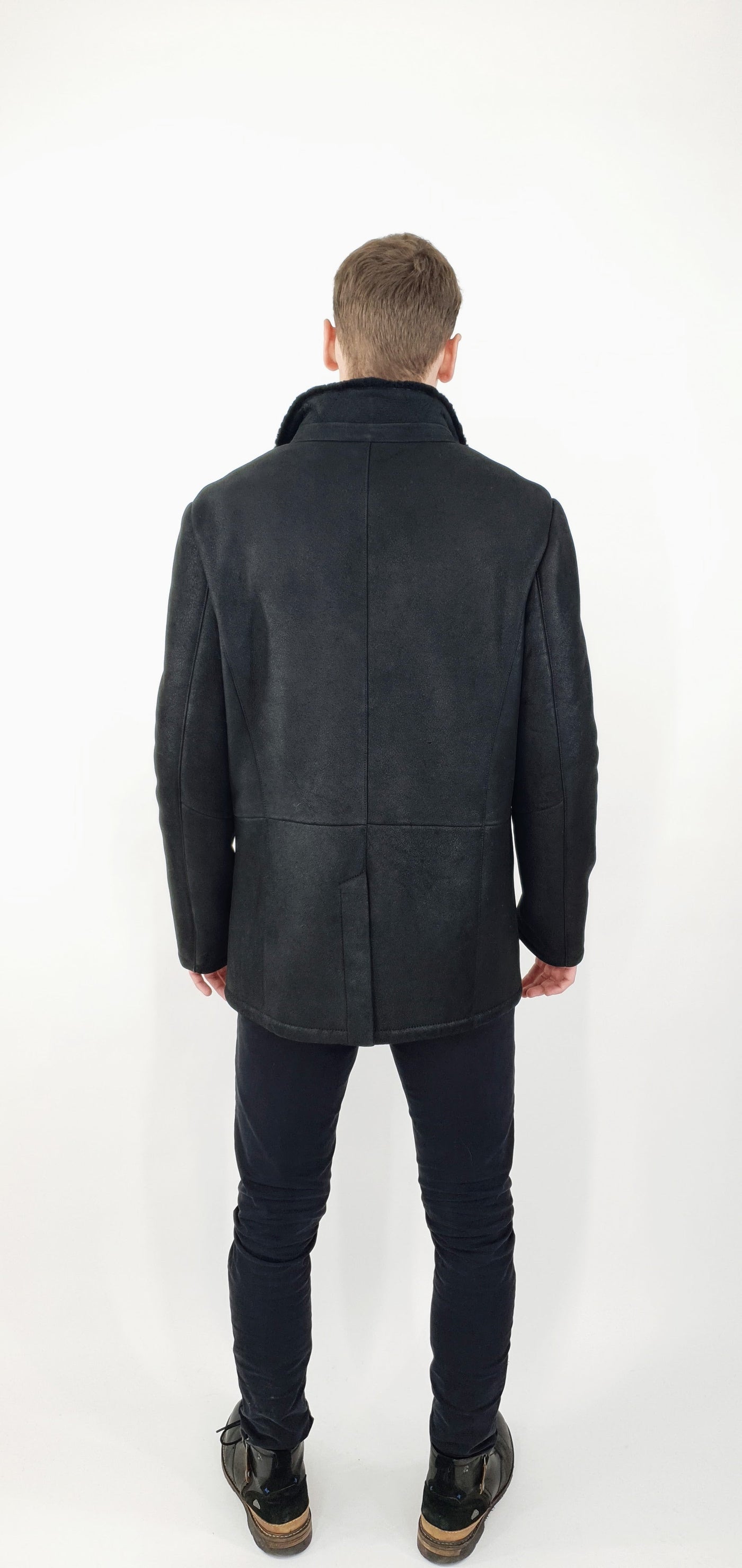 Cooper, 80 cm. - Collar - Nappa Lamb Crack - Man - Black