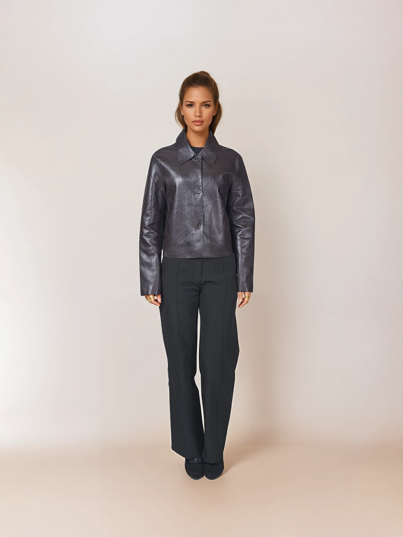 Cana, 52 cm. - Lamb Dior Bonded Leather-Women - Dark Brown