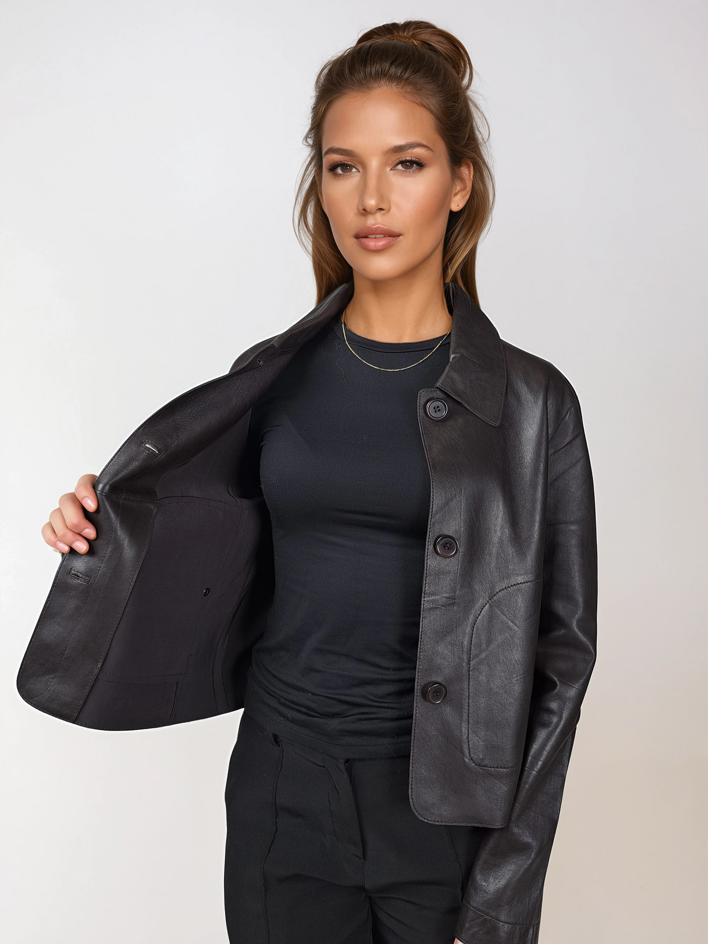 Cana, 52 cm. - Lamb Dior Bonded Leather-Women - Dark Brown