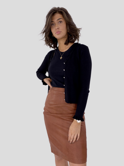 Alondra Skirt - Lamb Dace Leather - Women - Dark Tan