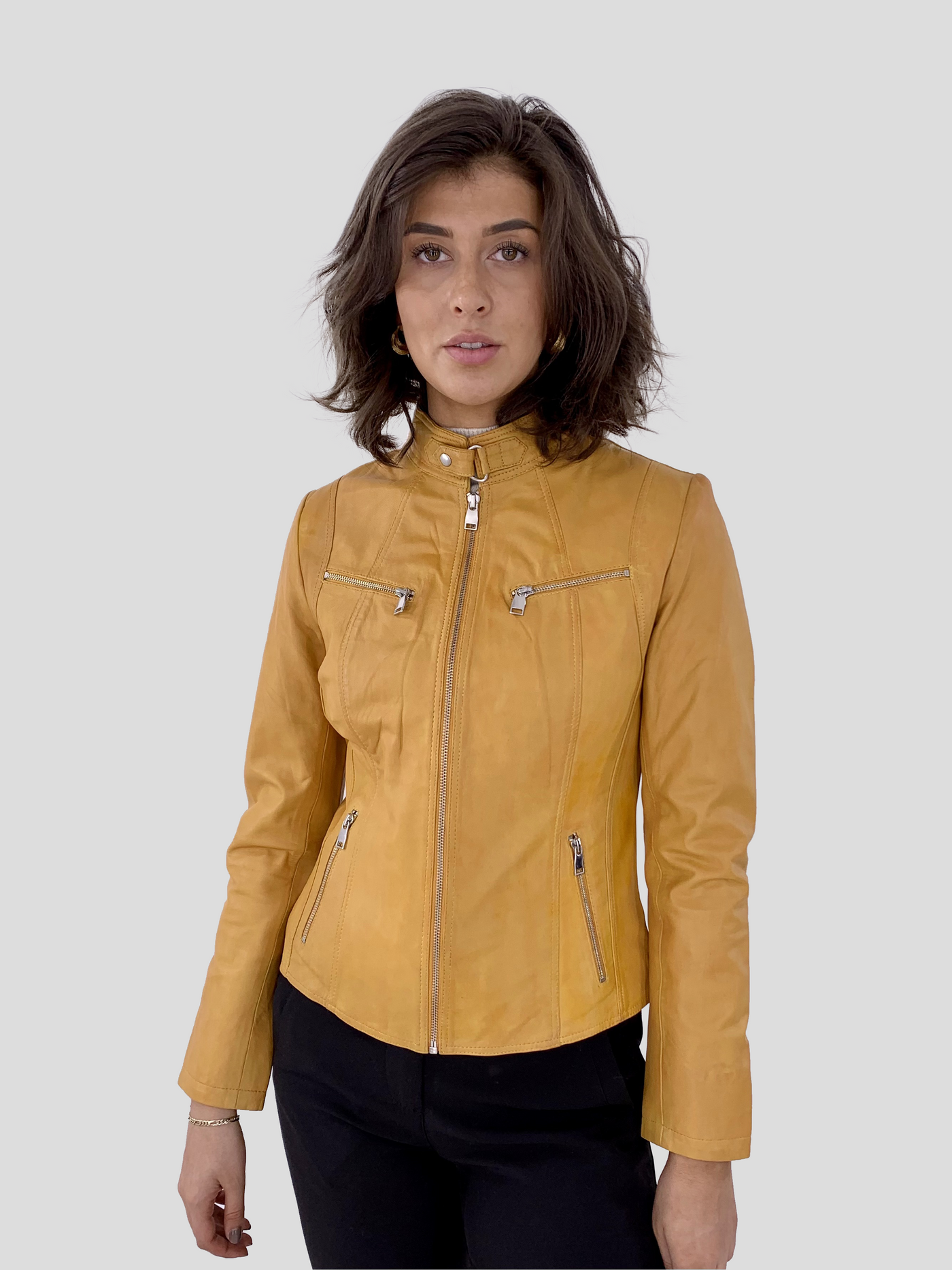 P 14-01 - Lamb Malli Leather - Women - Old Yellow / Læder Skinds Jakke - Levinsky - Kvinde