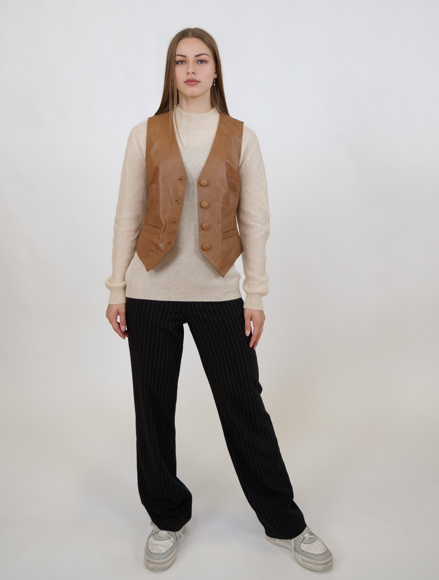 Renny Vest, 46 cm. - Lamb Dior Leather - Women - Caramel