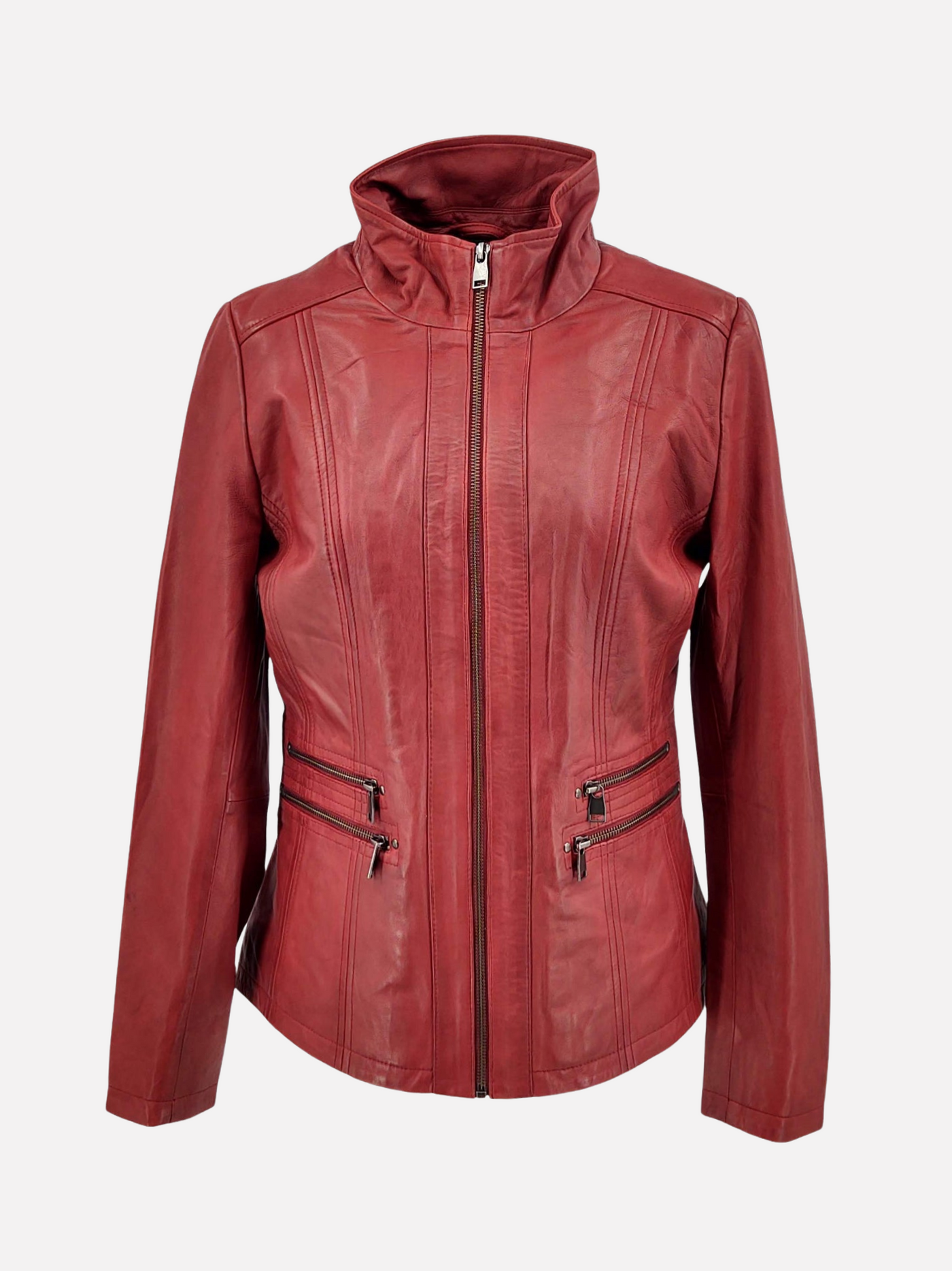 Teija - 2  - Lamb Malli Leather - Women - Red / Læder Skinds Jakke - Levinsky - Kvinde