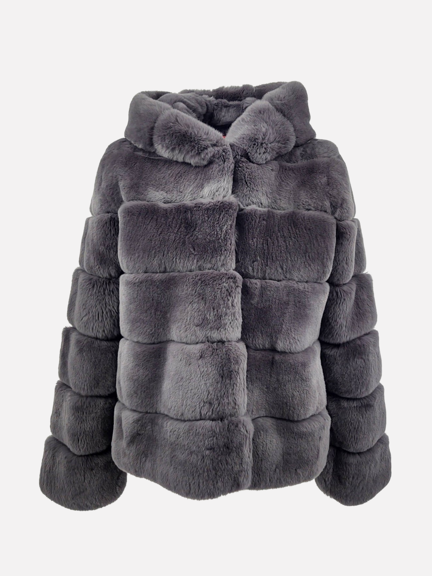 Petrovski, 60 cm. - Hood - Rex - Women - Dark Grey / Rex Kanin Pels - Levinsky - Kvinde