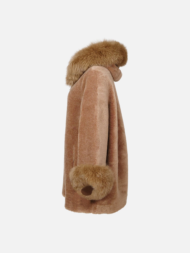 Franciane, 78 cm. - Hood - Air Wool - Women - Chestnut – Levinskyfurs