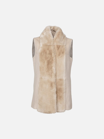 Haramont Vest, 70 cm. - Collar - Wool & Cashmere - Women - Dark Cream