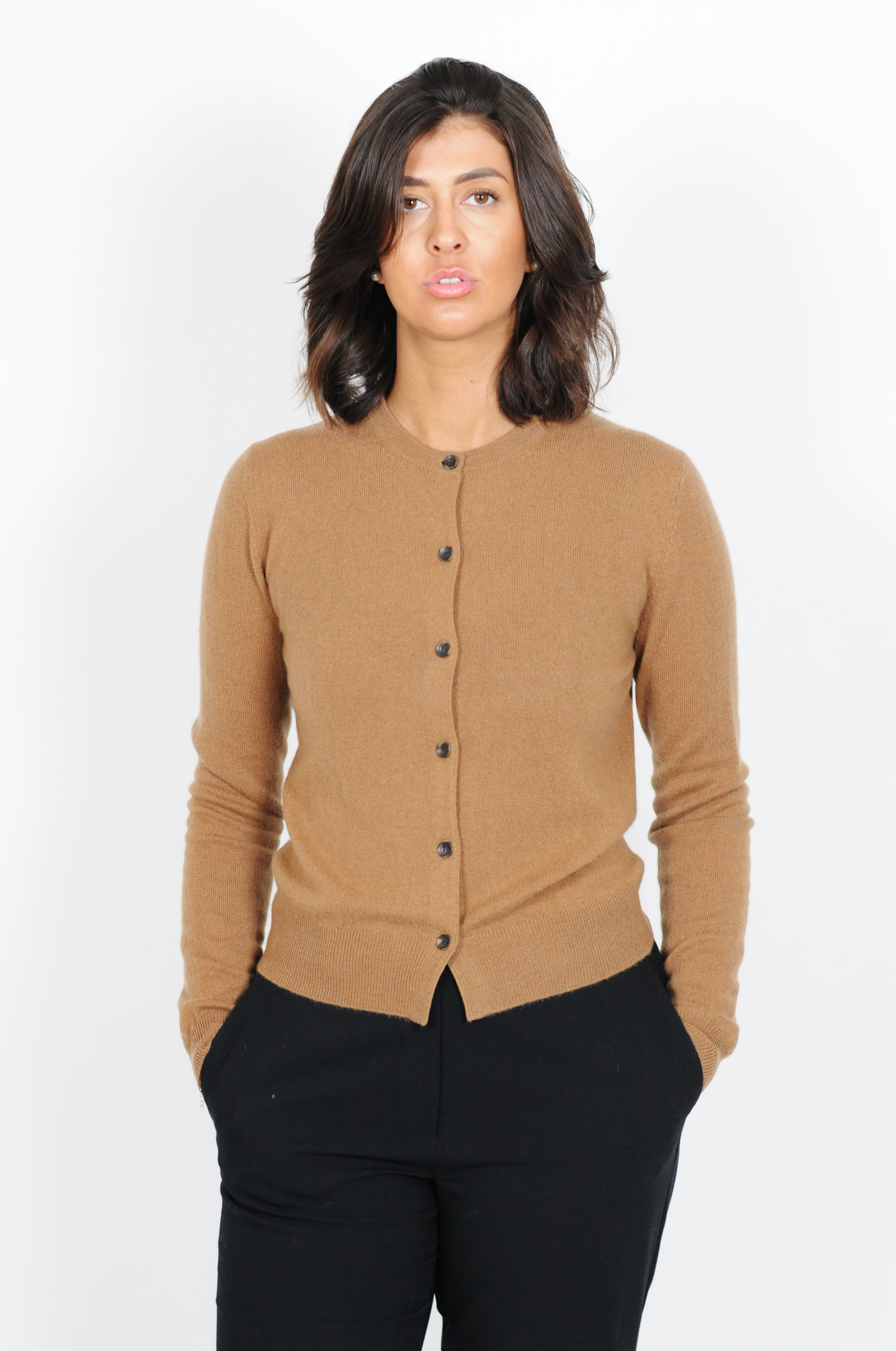 SY-23022 Cardigan - 100% Cashmere - Accesories - Dark Camel