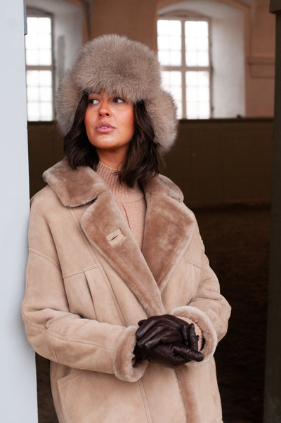 Hervati, 75 cm. - Collar - Suede Lamb - Women - Oak