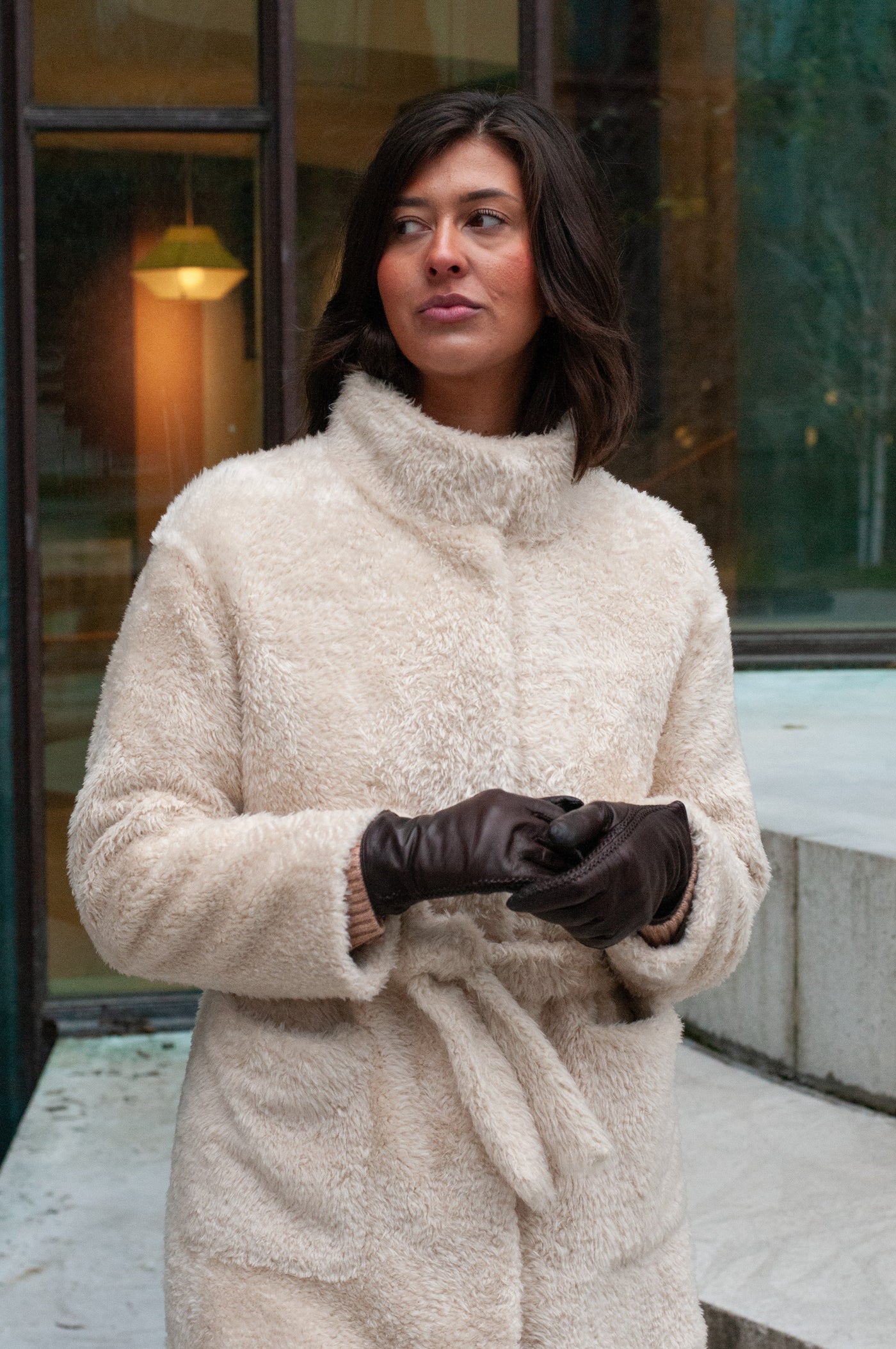 Ilga, 109 cm. - Collar - La Coon Lamb - Women - Beige