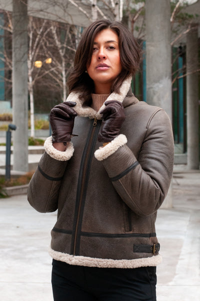 Hadine,60 cm. - Collar - Cool Lamb - Women - Brown