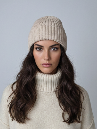 SY-1785 Hat - 100% Wool - Accessories - Brown Rice White