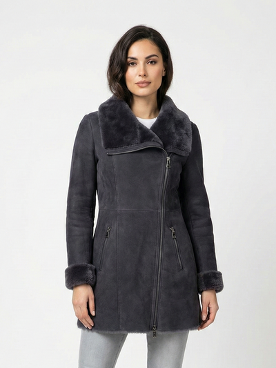 Monroe, 80 cm. - Suede Lamb - Women - Segred Grey