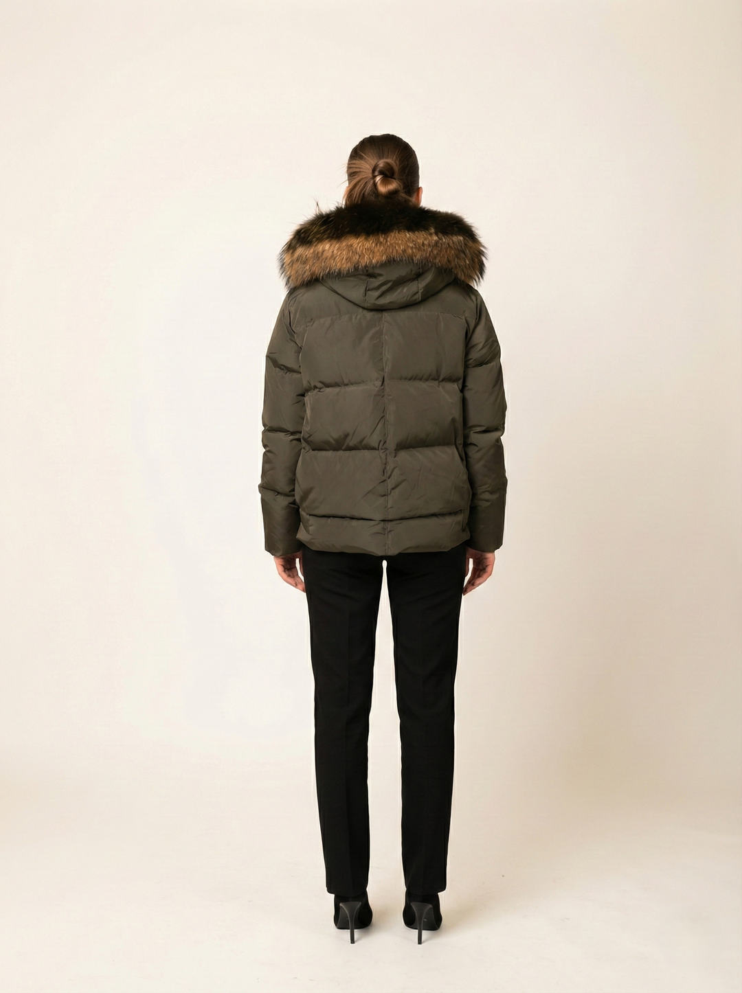 Fugge, 61 cm. - Hood - Down - Women - Army – Levinskyfurs