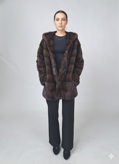 Victoria, 75 cm. - Hood - Mink - Women - Brown