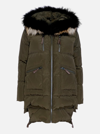 Down jacket Michelle 2, 90 cm. - Hood - Down - Women - Army