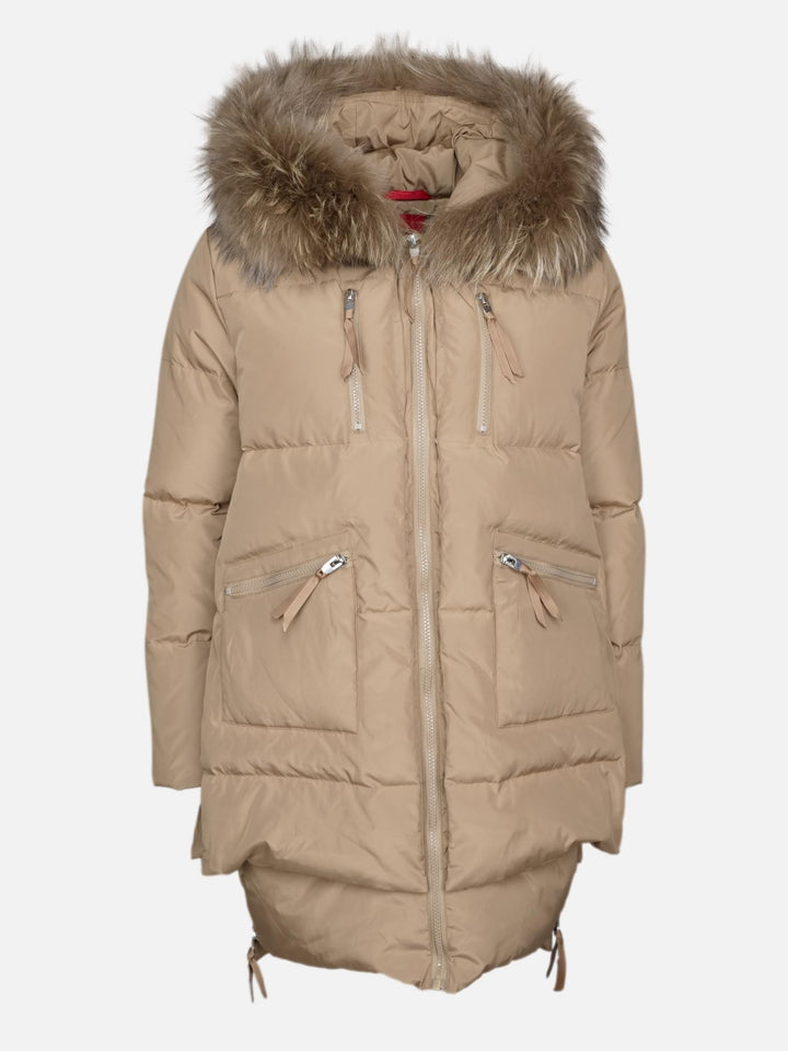 Michelle 2, 90 cm. - Hood - Down - Women - Camel – Levinskyfurs