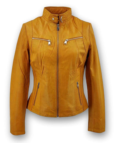 P 14-01 - Lamb Malli Leather - Women - Old Yellow / Læder Skinds Jakke - Levinsky - Kvinde | STAMPE PELS