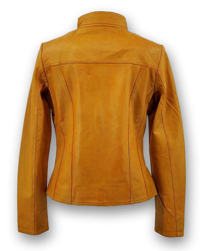 P 14-01 - Lamb Malli Leather - Women - Old Yellow / Læder Skinds Jakke - Levinsky - Kvinde | STAMPE PELS