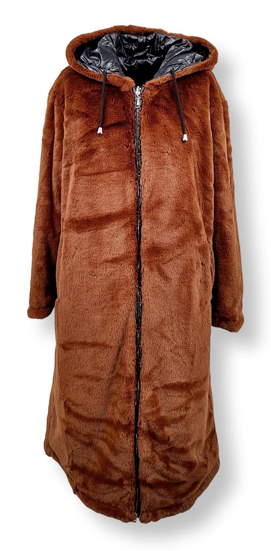 Alba, 110 cm. - Hood - 100% Faux Fur - Women - Brown | STAMPE PELS