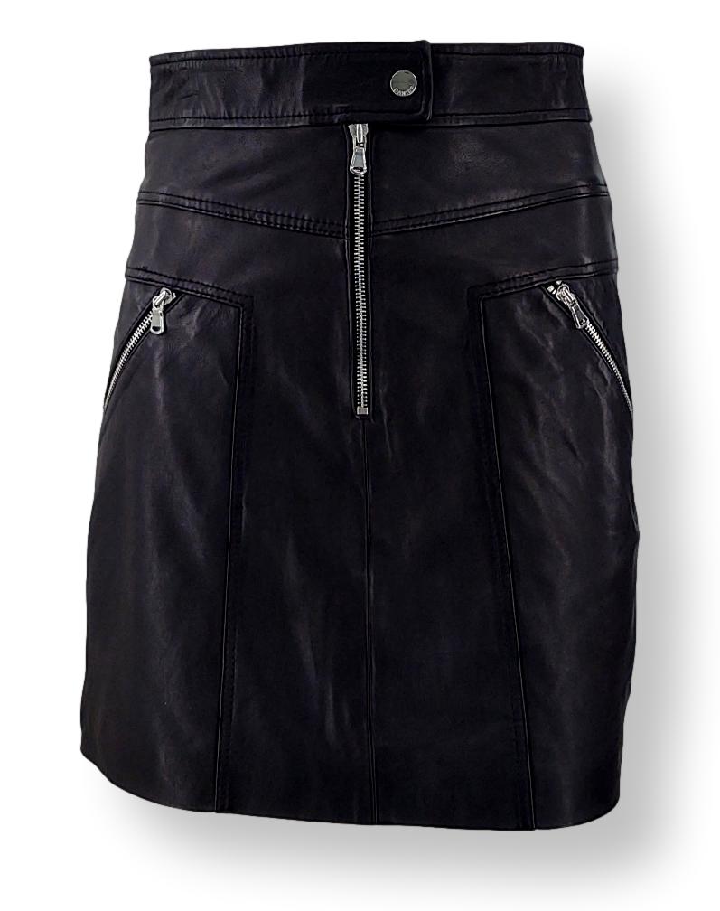 Erin Mini Skirt - Lamb Thick Leather - Women - Black