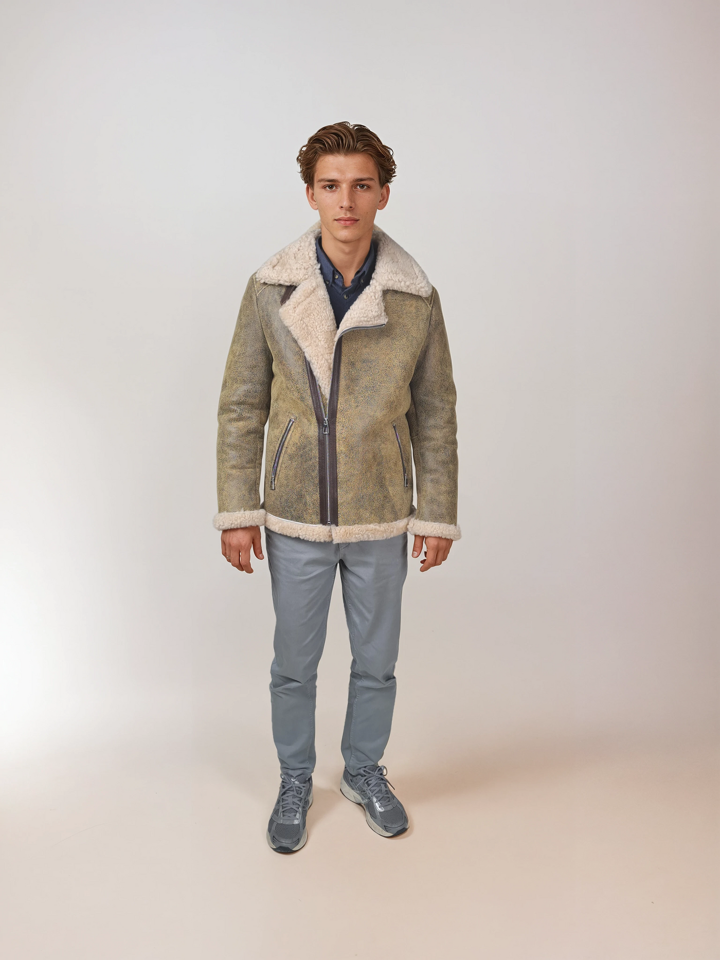 Irwing, 72 cm. - Lamb Crackle - Man - Beige