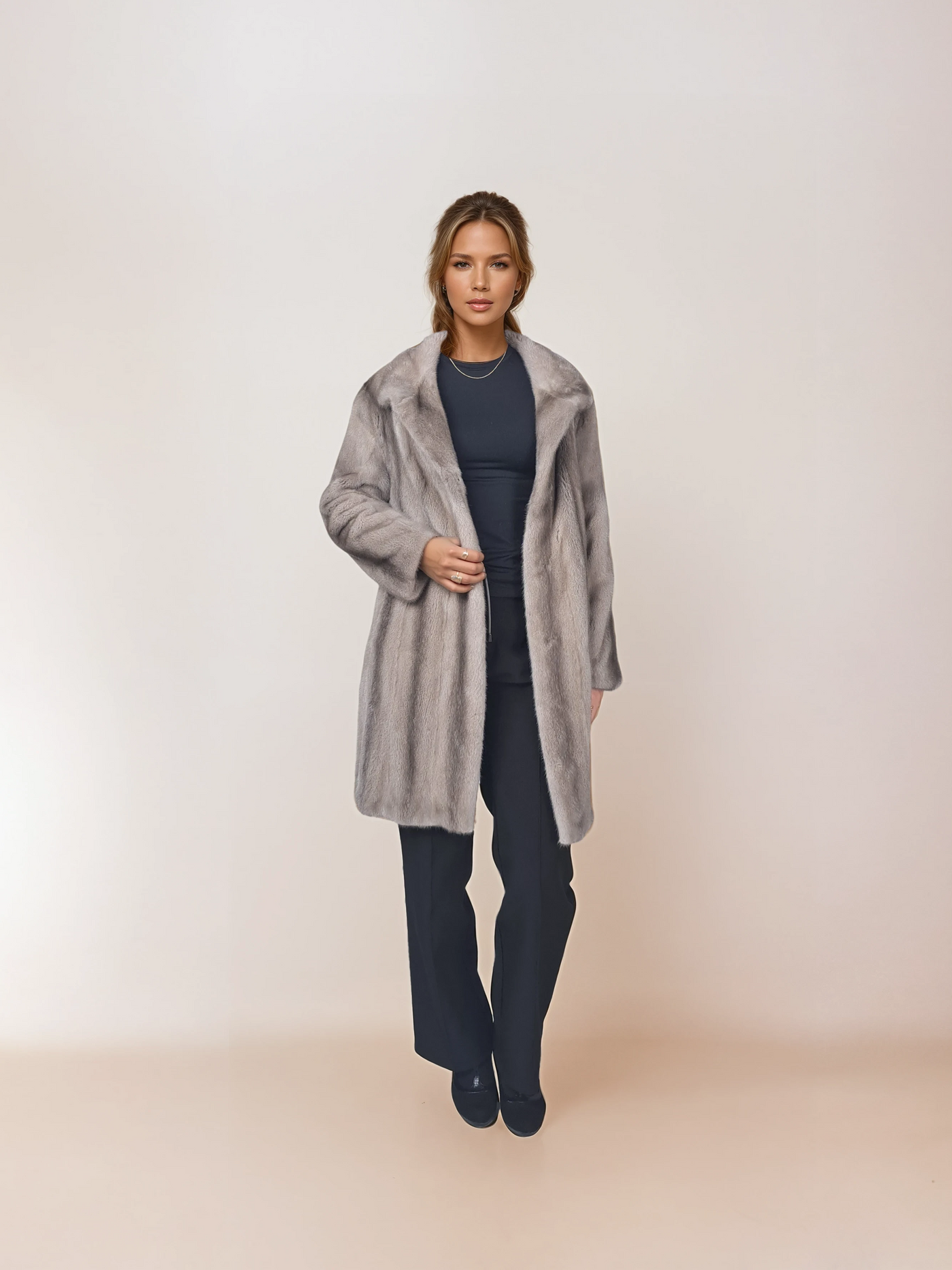 Filuka-A, 90 cm. - Collar - Mink - Women - Silver Blue