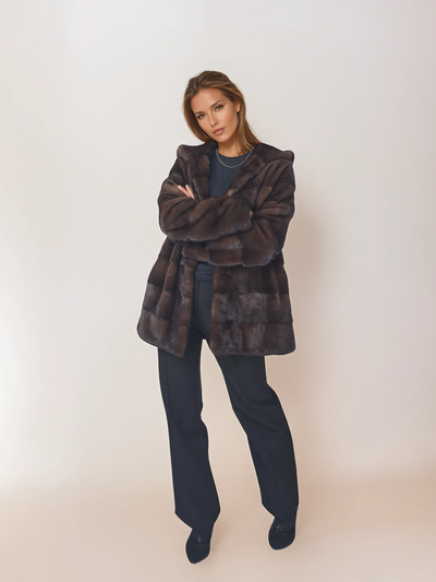 Victoria, 75 cm. - Hood - Mink - Women - Brown