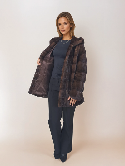 Victoria, 75 cm. - Hood - Mink - Women - Brown