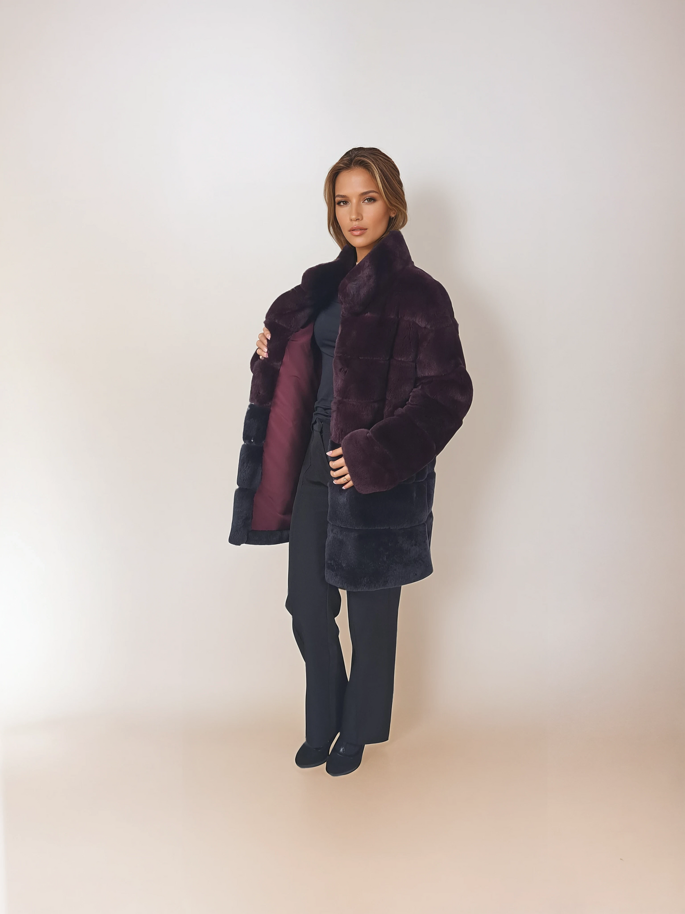 Hachan, 80 cm. - Rex - Women - Wine & Charcoal