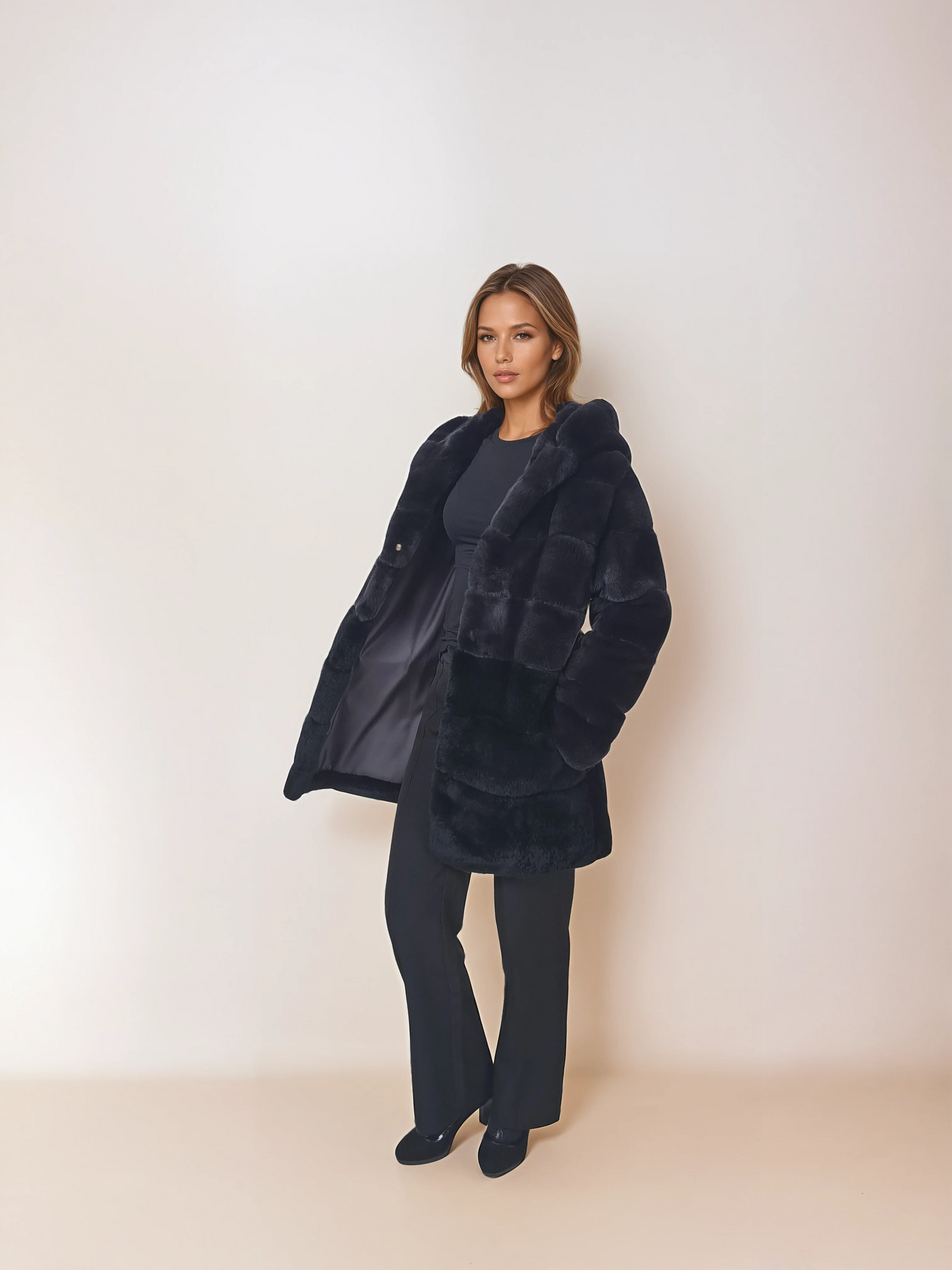 Imelda, 80 cm. - Rex - Women - Charcoal & Black