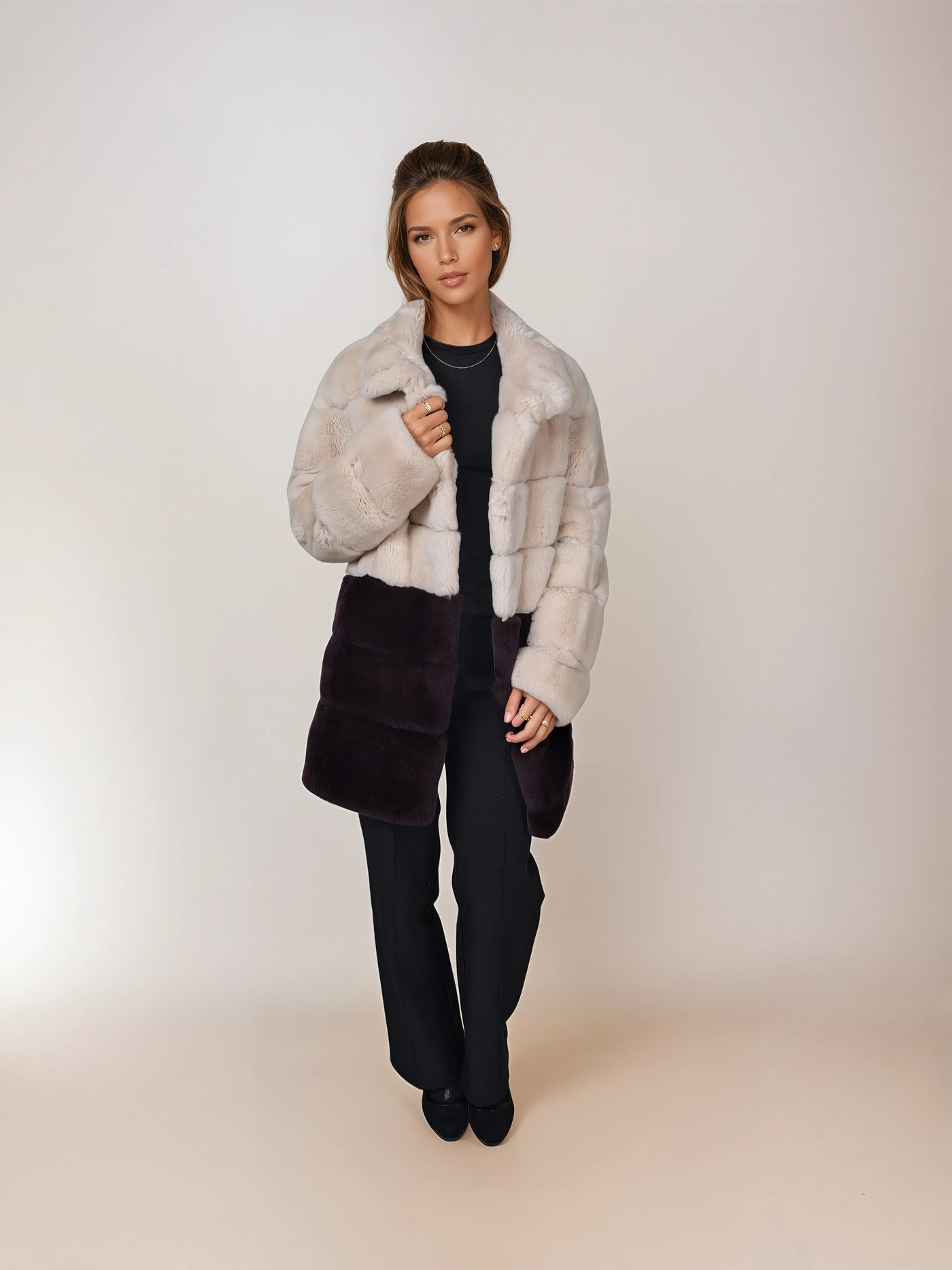 Hachan, 80 cm. - Rex - Women - Ivory & Wine