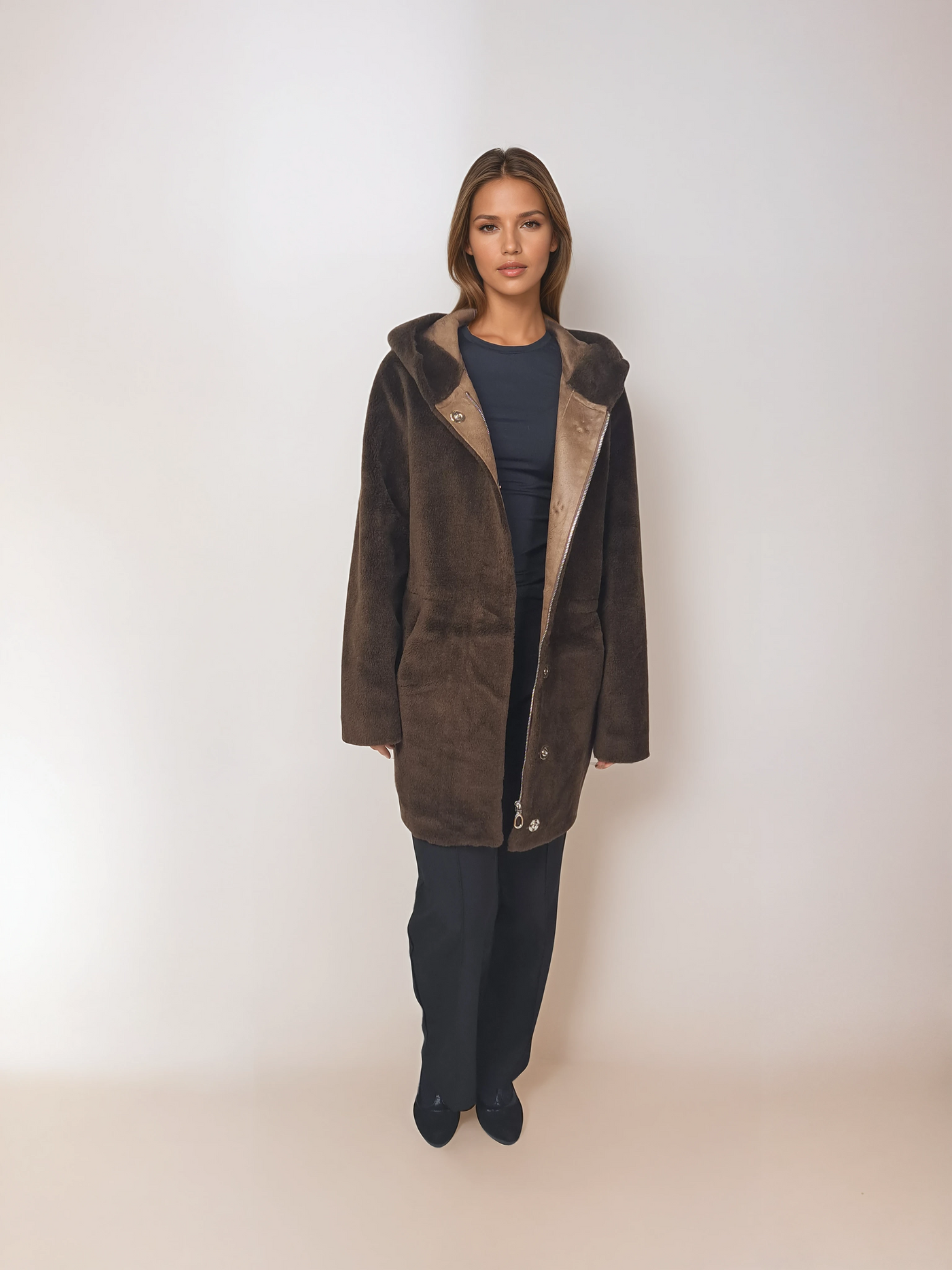 Iric, 85 cm. - Hood - Air Wool - Women - Brown