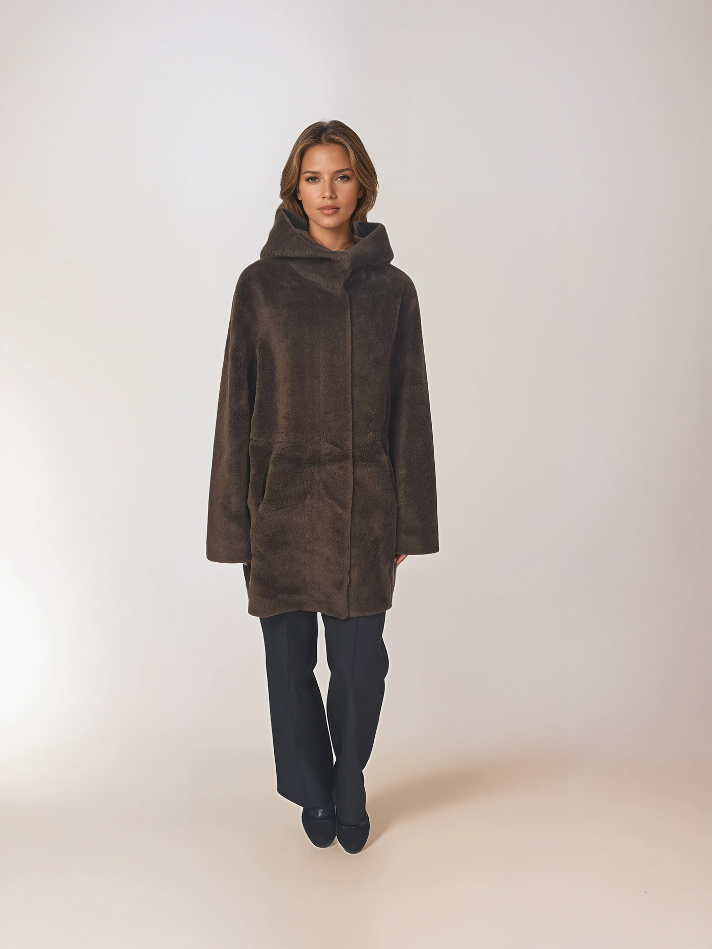 Iric, 85 cm. - Hood - Air Wool - Women - Brown
