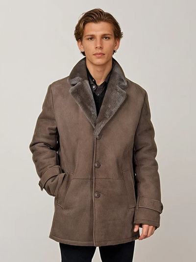 Isidore, 80 cm. - Collar - Suede Lamb - Man - Dark Oak