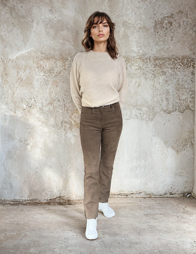 Lenvi Trousers - Goat Suede Stretch - Women - Dark Green