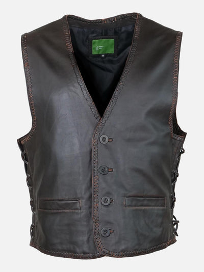 Finn Vest, 59 cm. - Sheep Leather - Man - Brown Black