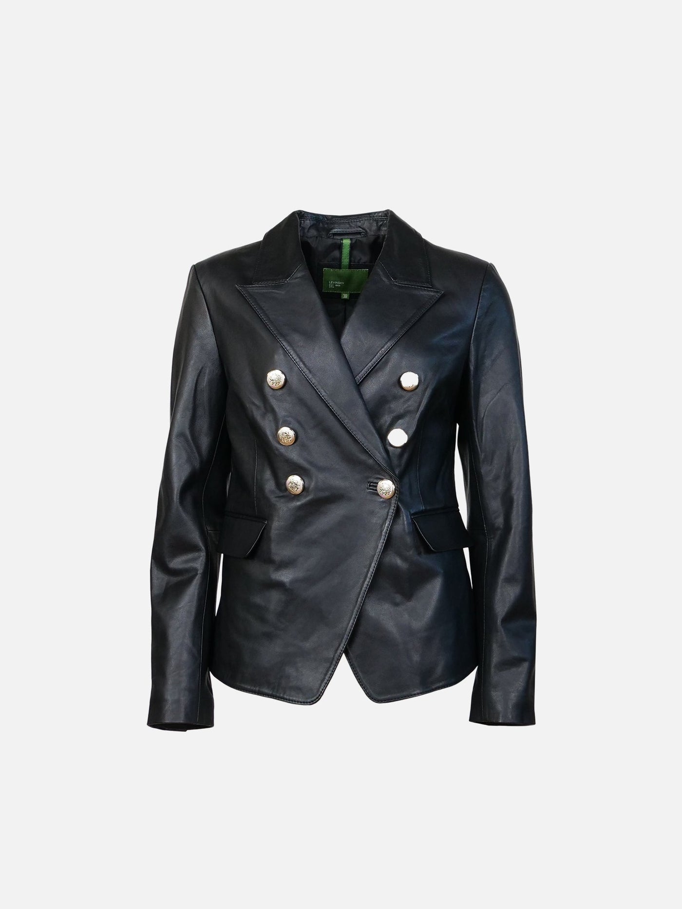 Elandra Blazer, 60 cm. - Lamb Dace Leather - Women - Black