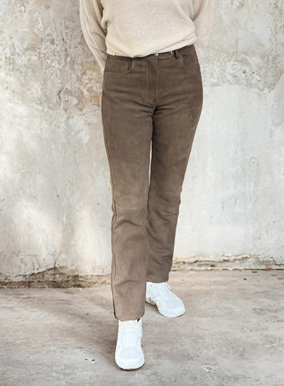 Lenvi Trousers - Goat Suede Stretch - Women - Dark Green