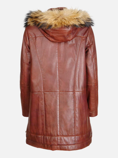 Pia - Hood - Lamb Malli Leather - Women - Dark Cognac