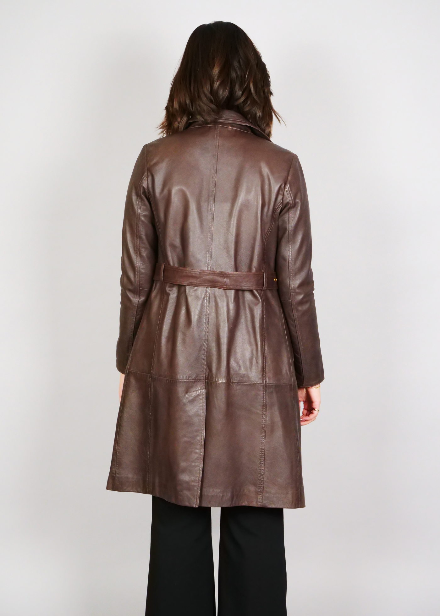 Pritta, 100 cm. - Collar - Lamb Thick Dace Leather -Women - Coffee Brown