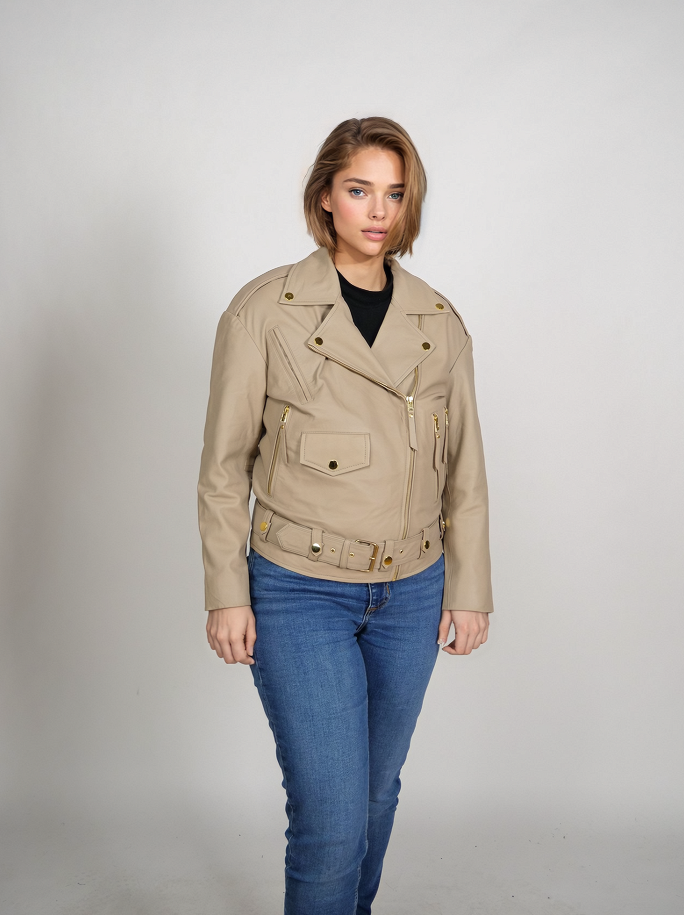 PSAG-19 Womens Jacket - Lamb Porto Leather - Women - Off White