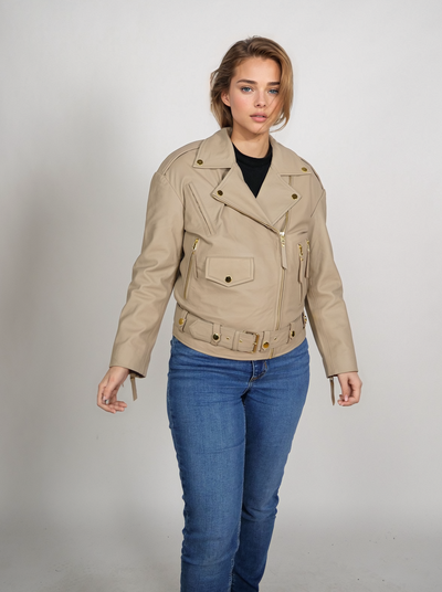 PSAG-19 Womens Jacket - Lamb Porto Leather - Women - Off White