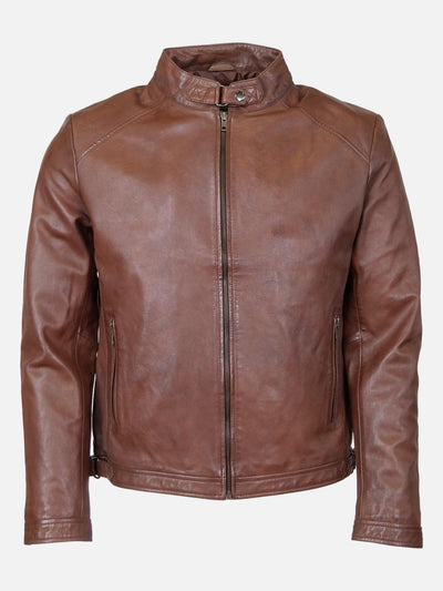 Isilio, 62 cm. - Collar - Lamb Polish Nappa Leather -Man - Copper Brown