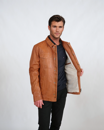 Ian, 70 cm. - Lamb Leather - Man - Cognac