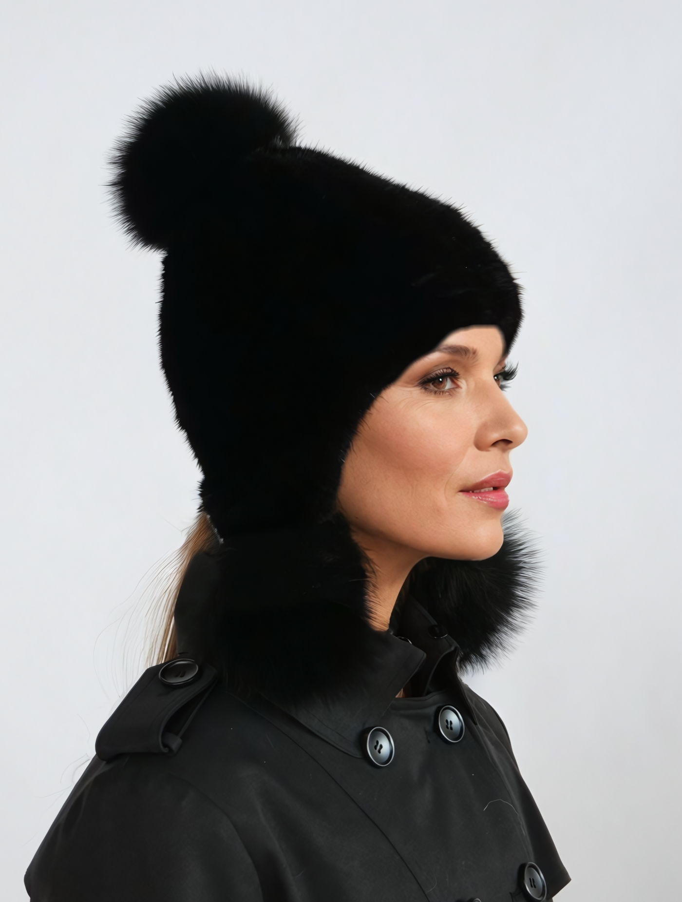 HL22C040 Mink Knitted Hat - Mink Knitted - Accesories - Black